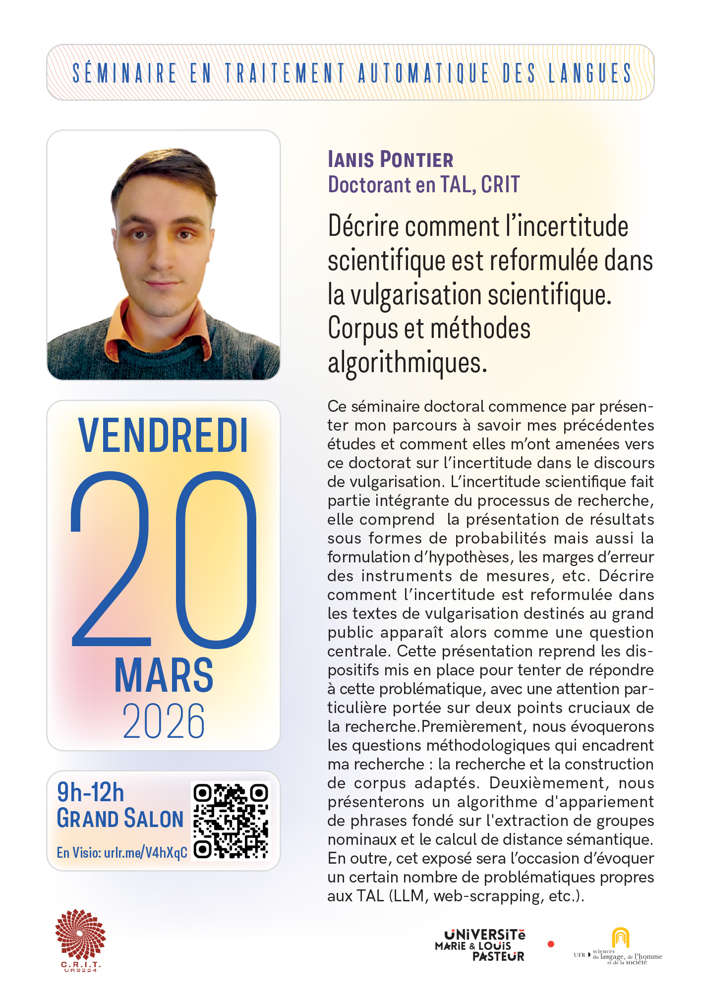 Séminaire en Traitement Automatique des Langues